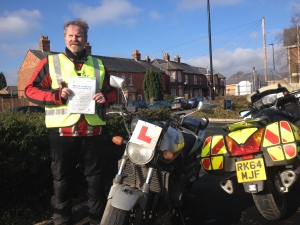 Steve Beverley came from Essex to pass his motorcycle Test on the Isle of Wight